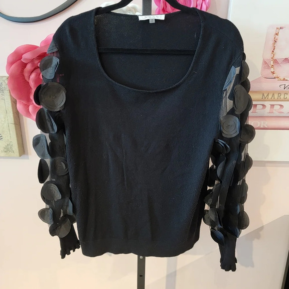 Sioni Milano Black Dot Embellished Sleeve Sweater - Picture 1 of 5